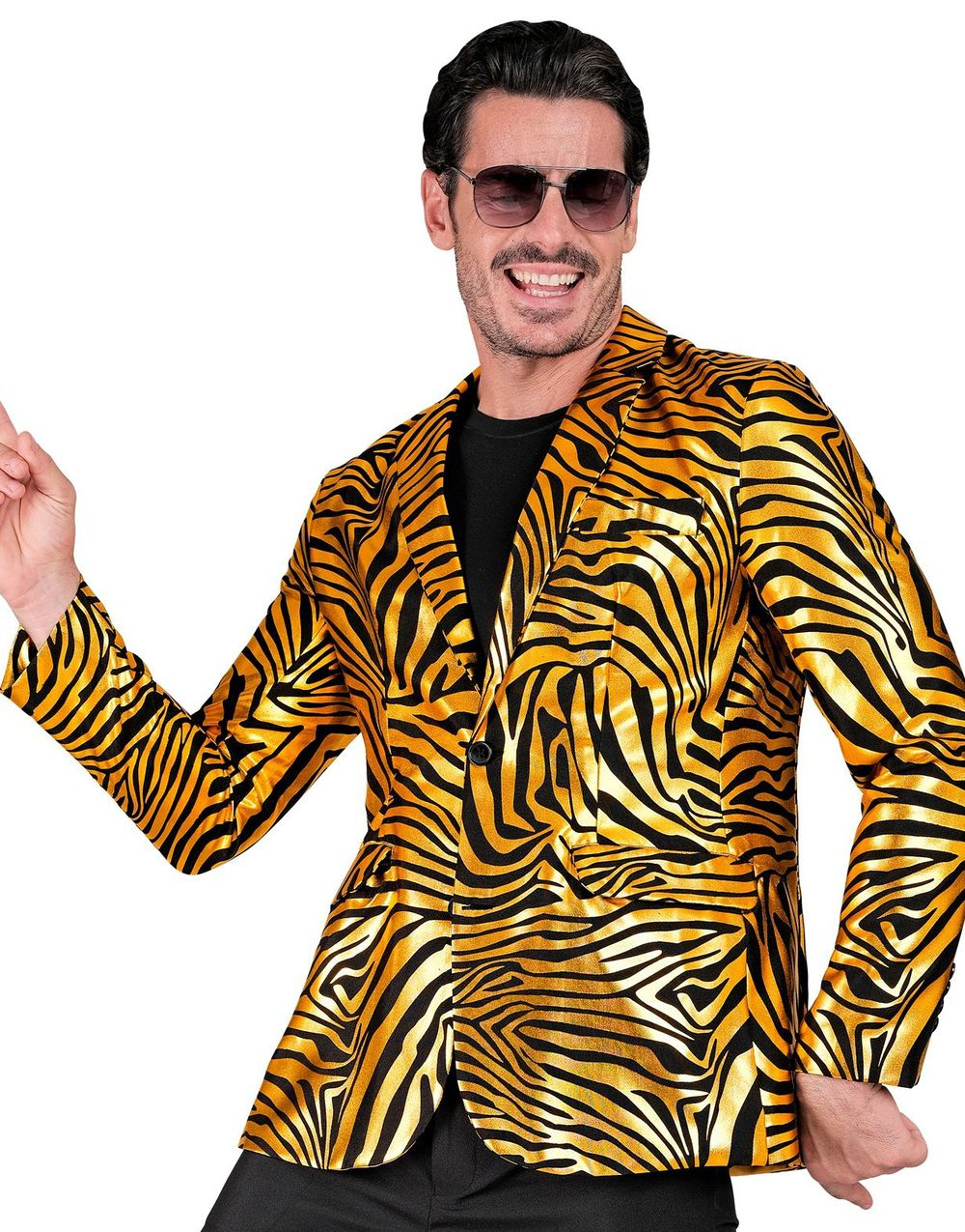 Kostymejakke til Mann med Gullfarget Dyremønster