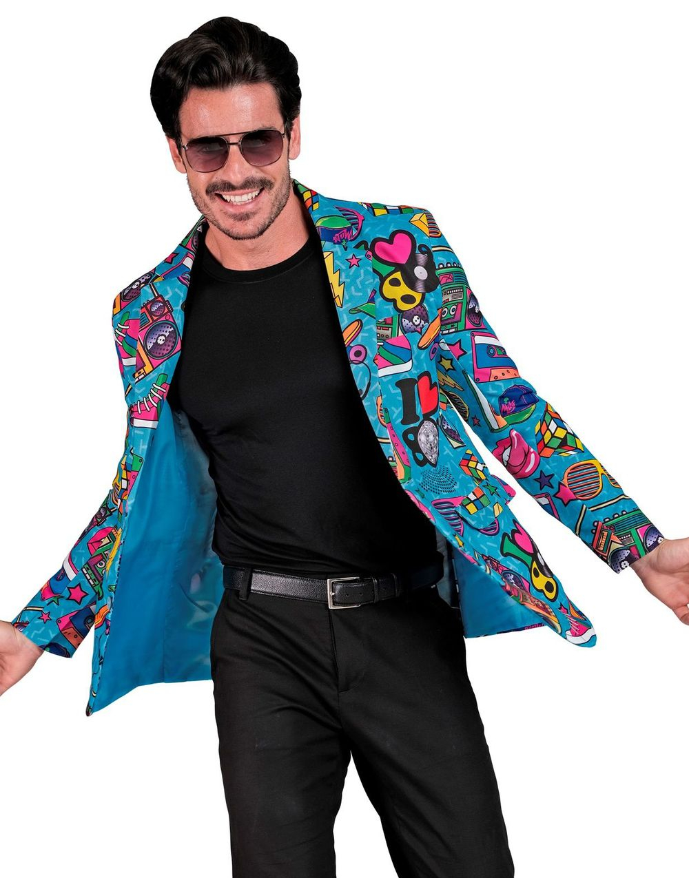 80-Talls UV Glow Blå Retro Dressjakke