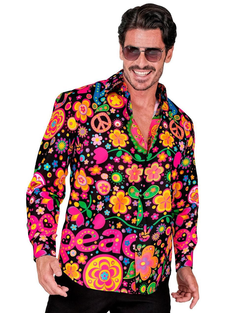 70-Talls UV Glow Hippie Skjorte