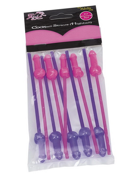 Gjenbrukbare Cockttail Sugerør m/Penistut - 10 Stk