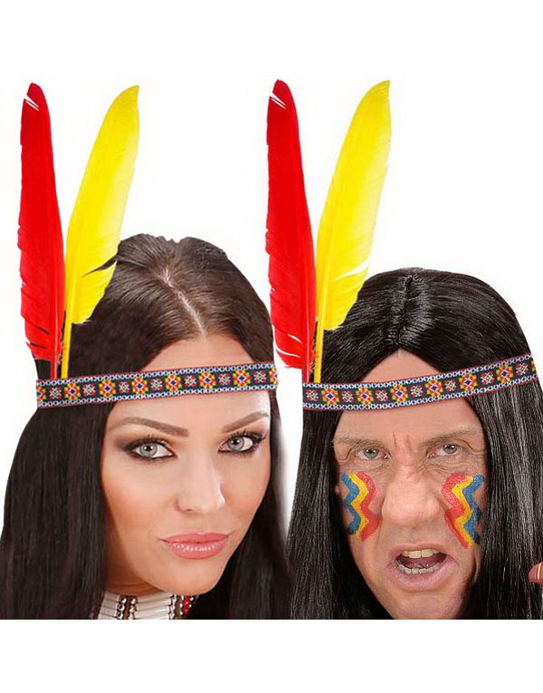 Indianer Hodepynt med Mønstret Bånd og Fjær