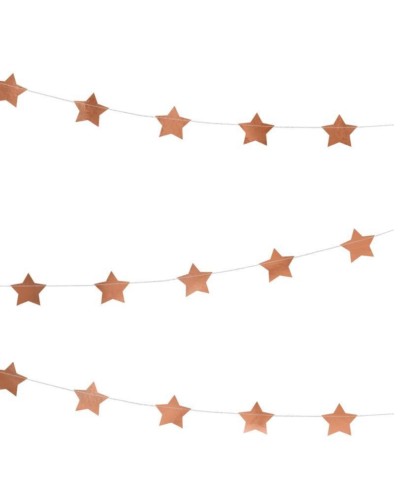 Rosé Gullfarget Banner med Stjerner 360 cm