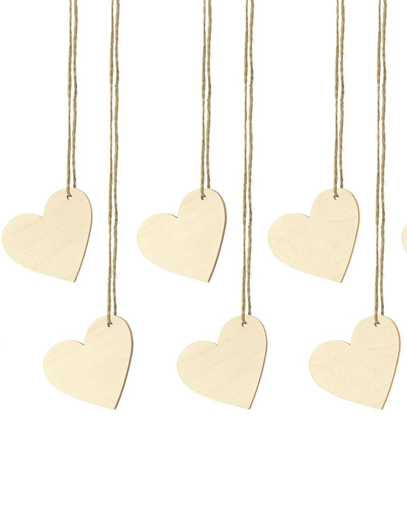 10 stk Hjerteformet Tags i Treverk