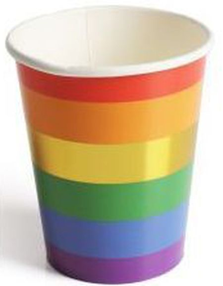 10 stk Regnbuekopper med Foliert Gullstripe 266 ml - Golden Rainbow