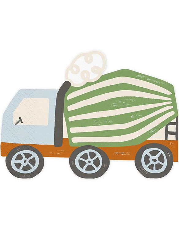 20 stk Betongbilformede Servietter 32x26 cm - Little Builder