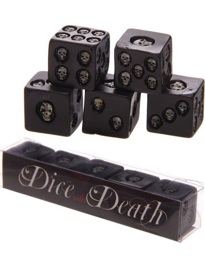 Dice With Death - Hodeskalle Terninger Svart 5 Pack