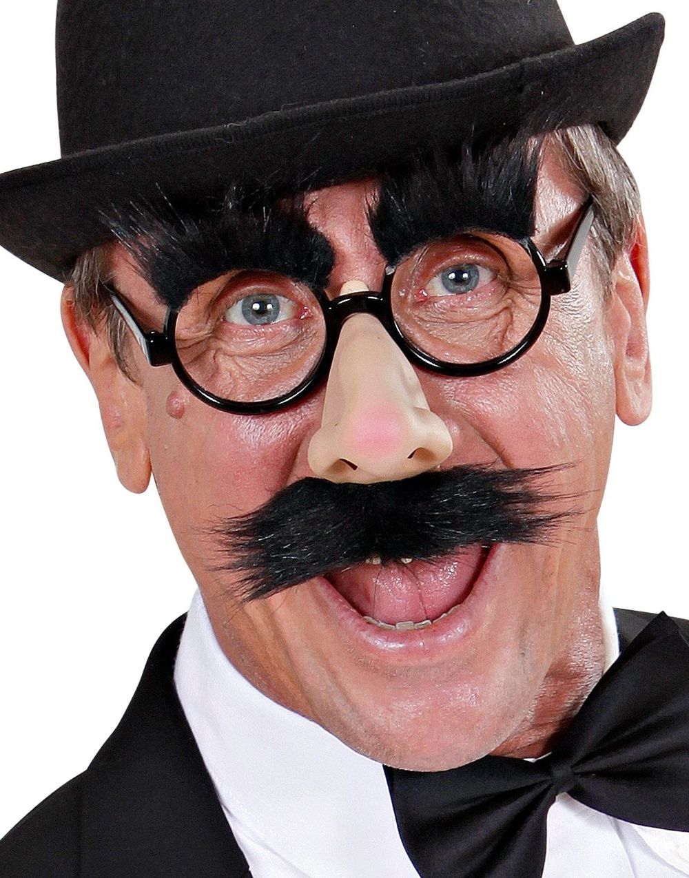 Svarte - Runde Briller med Nese, Bart og Øyenbryn