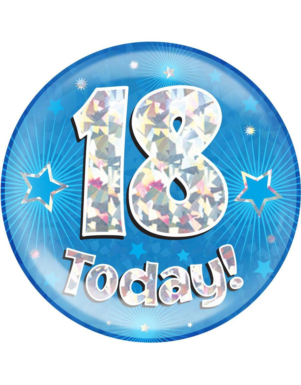 18 Today - Blå og Sølv Glitrende Kjempestor Button/Badge