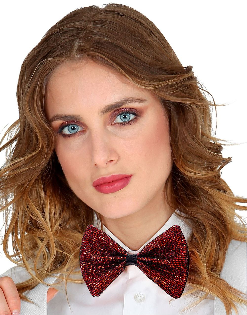 Sløyfe - Rød Glitrende med Ruter