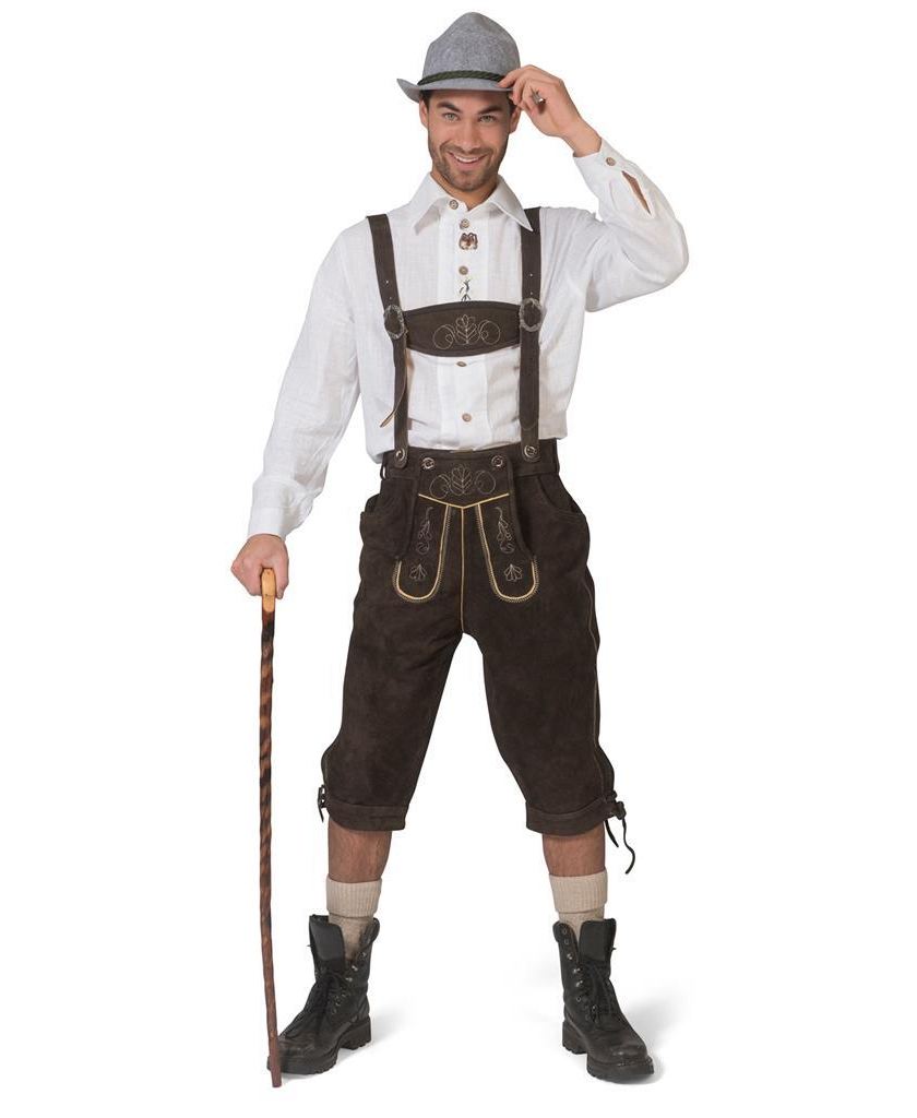 Autentisk Mørk Brun Lederhosen i 100% Kvalitetskinn
