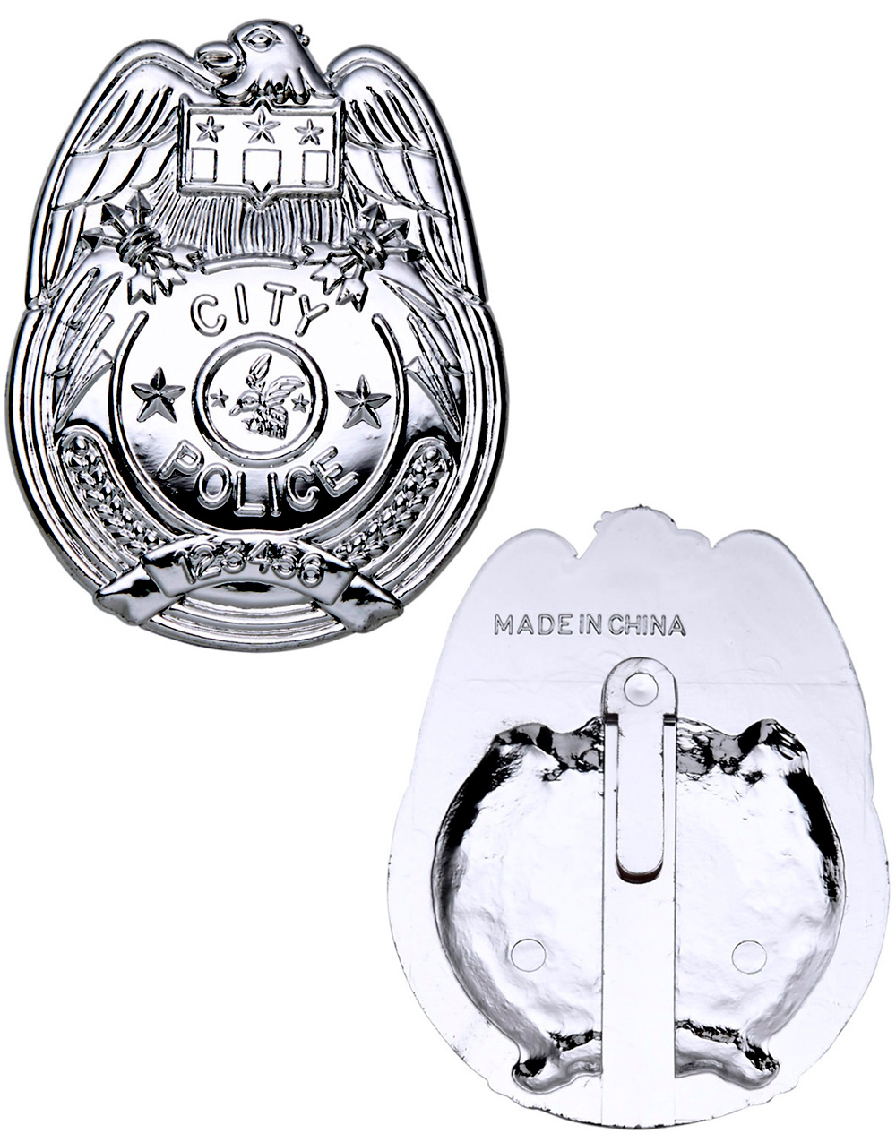 Sølvfarget Politiskilt - Kostymetilbehør