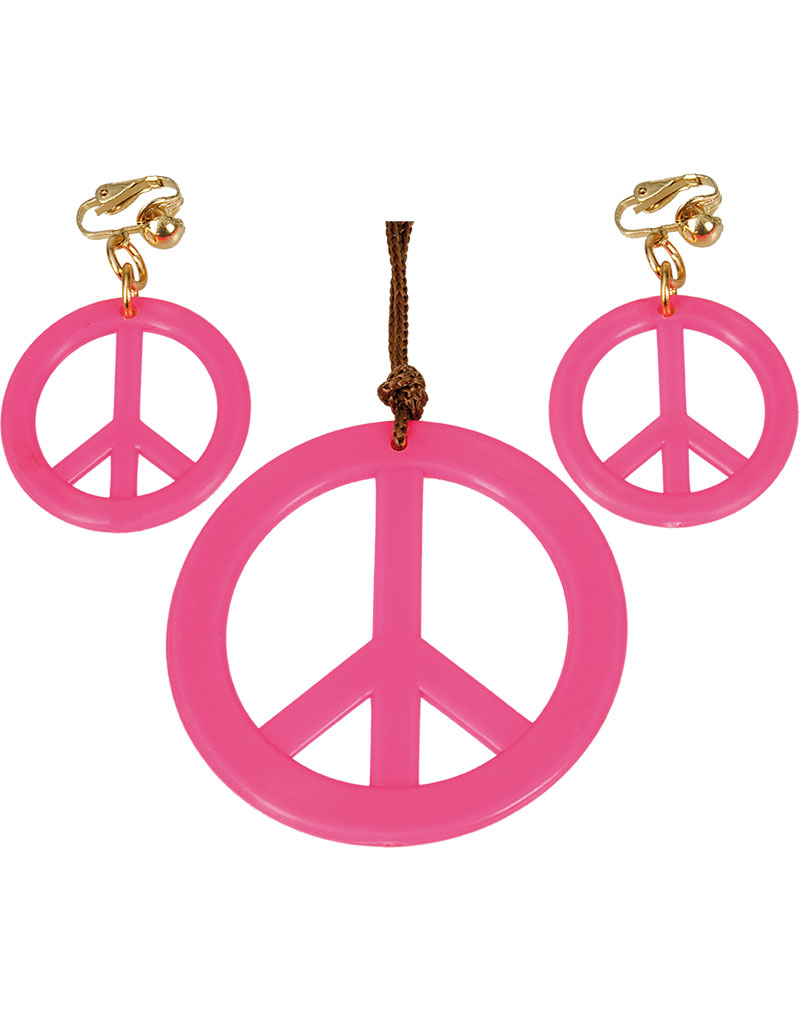 Neon Rosa Hippiesett med Smykke og Øredobber