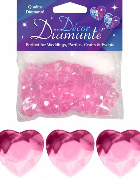 85 stk Rosa Akrylhjerter Konfetti / Bordpynt