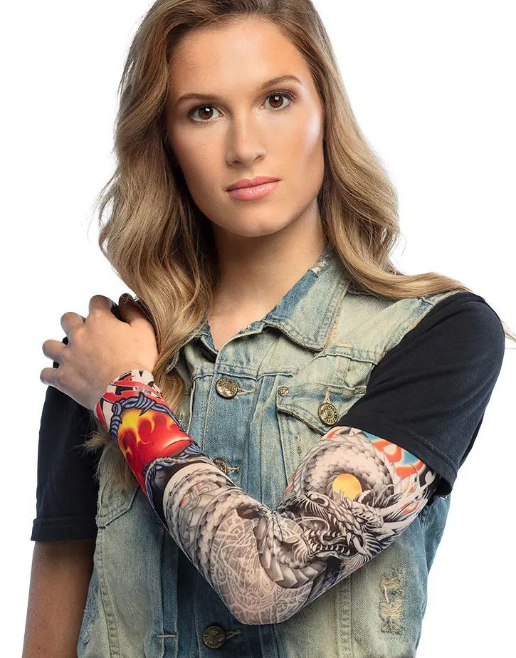 1 stk Falsk Tattoo Sleeve - Burning Heart Dragon