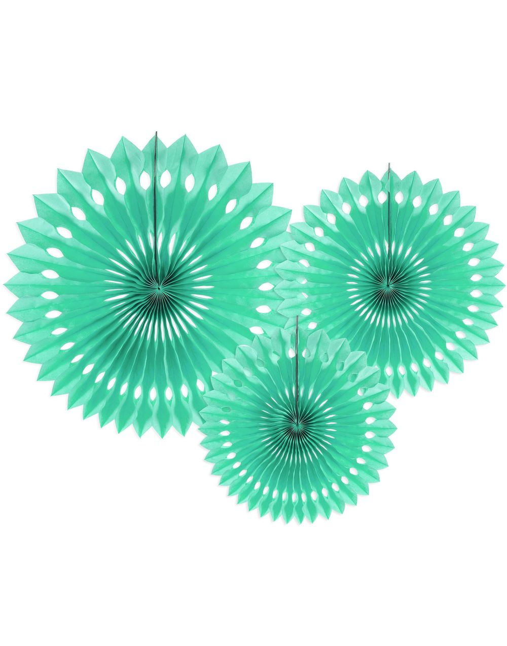 3 stk Mintgrønne Dekorvifter 20-30 cm