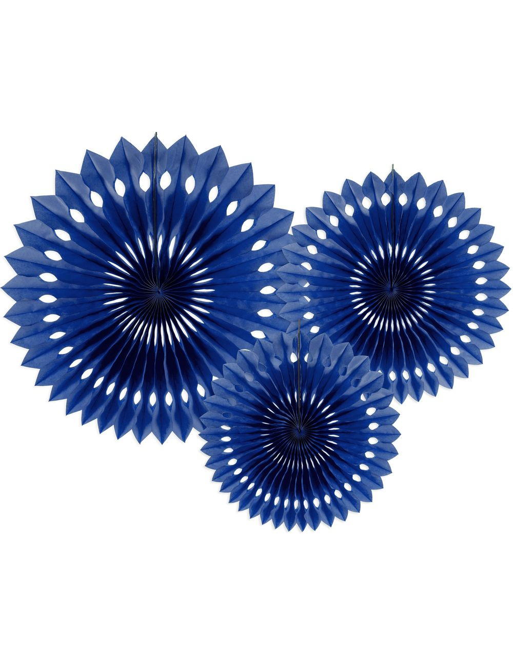 3 stk Navy Blå Dekorvifter 20-30 cm