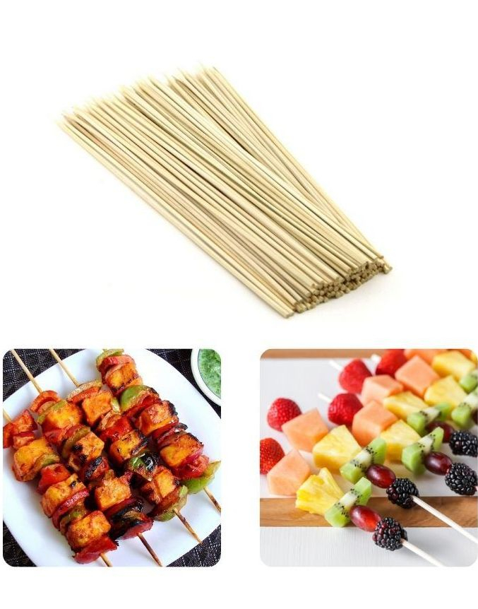 100 stk Miljøvennlige Grillspyd/Matpinner i Bambus 30 cm