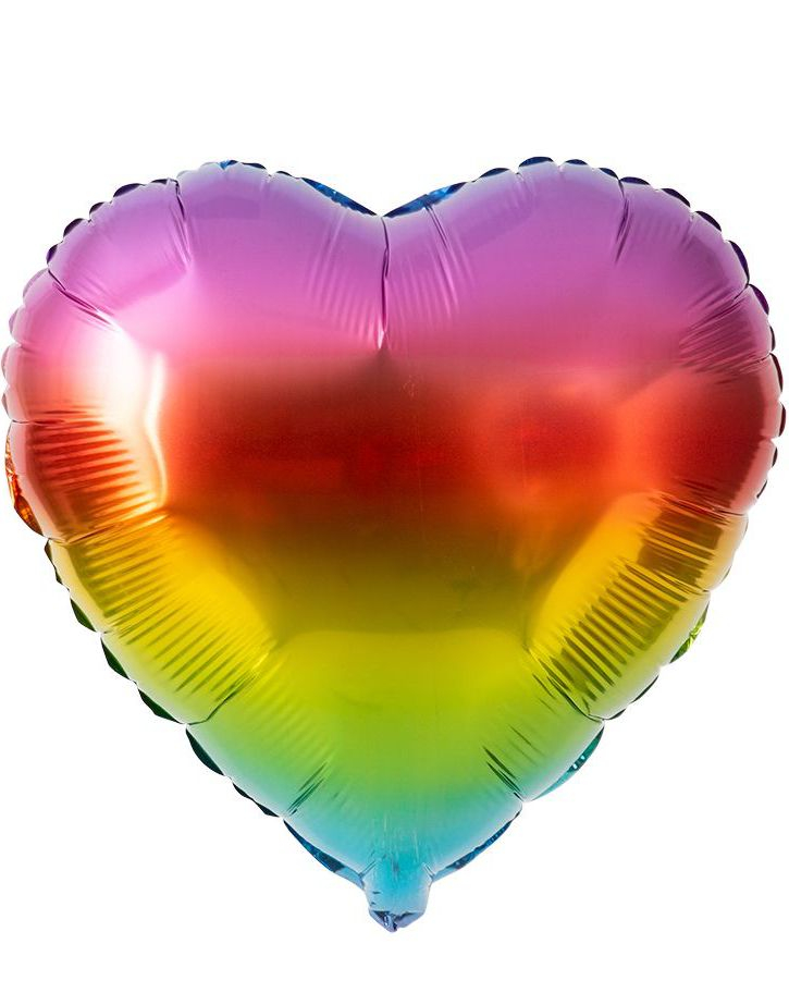 Regnbuefarget Folieballong med Hjerteform 35 cm
