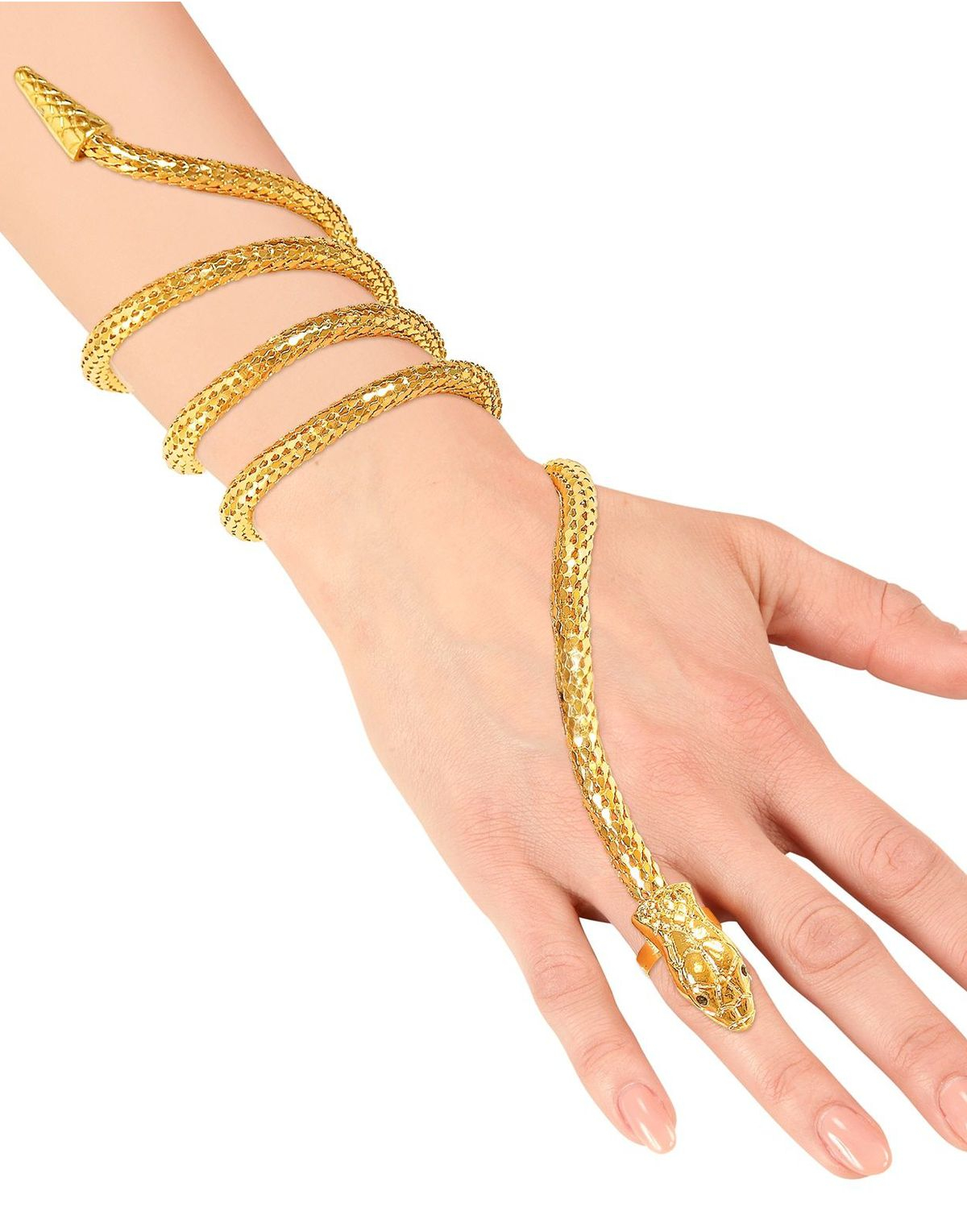 Gullfarget Ring Armbånd med Slange