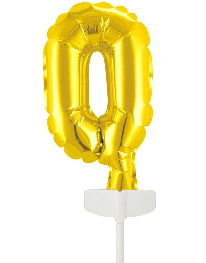 0 tall Kaketopper folieballong 13 cm - Gull