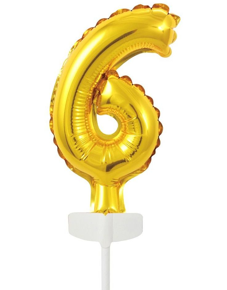 6 tall Kaketopper folieballong 13 cm - Gull