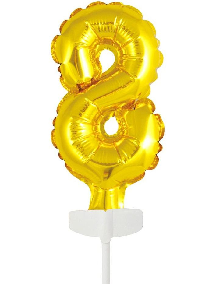 8 tall Kaketopper folieballong 13 cm - Gull