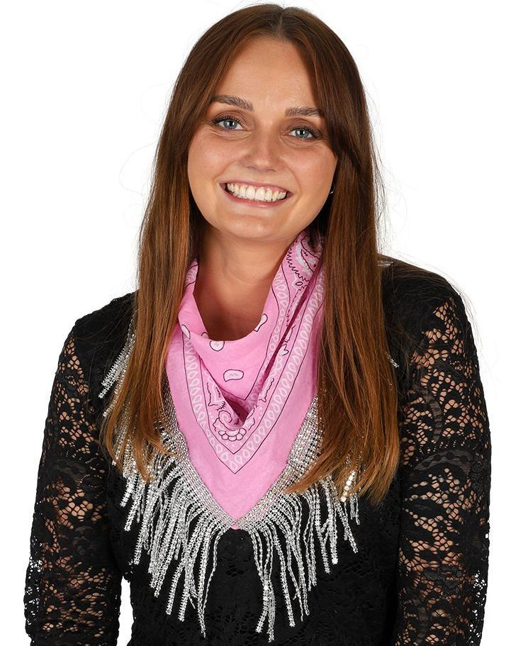 Rosa Cowboybandana med Sølvfrynser