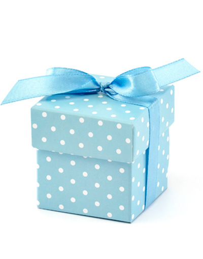 10 stk Baby Blå Gaveesker med Bånd 5x5 cm