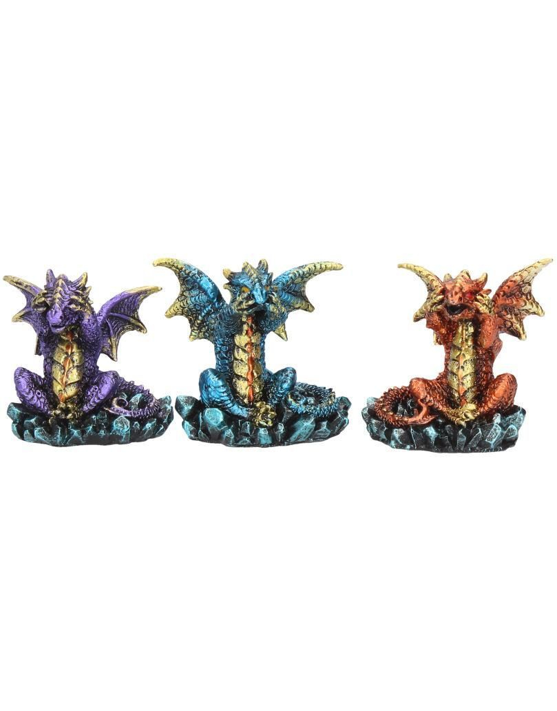 Hear No Evil, See No Evil - 3 stk Små Dragefigurer 5 cm