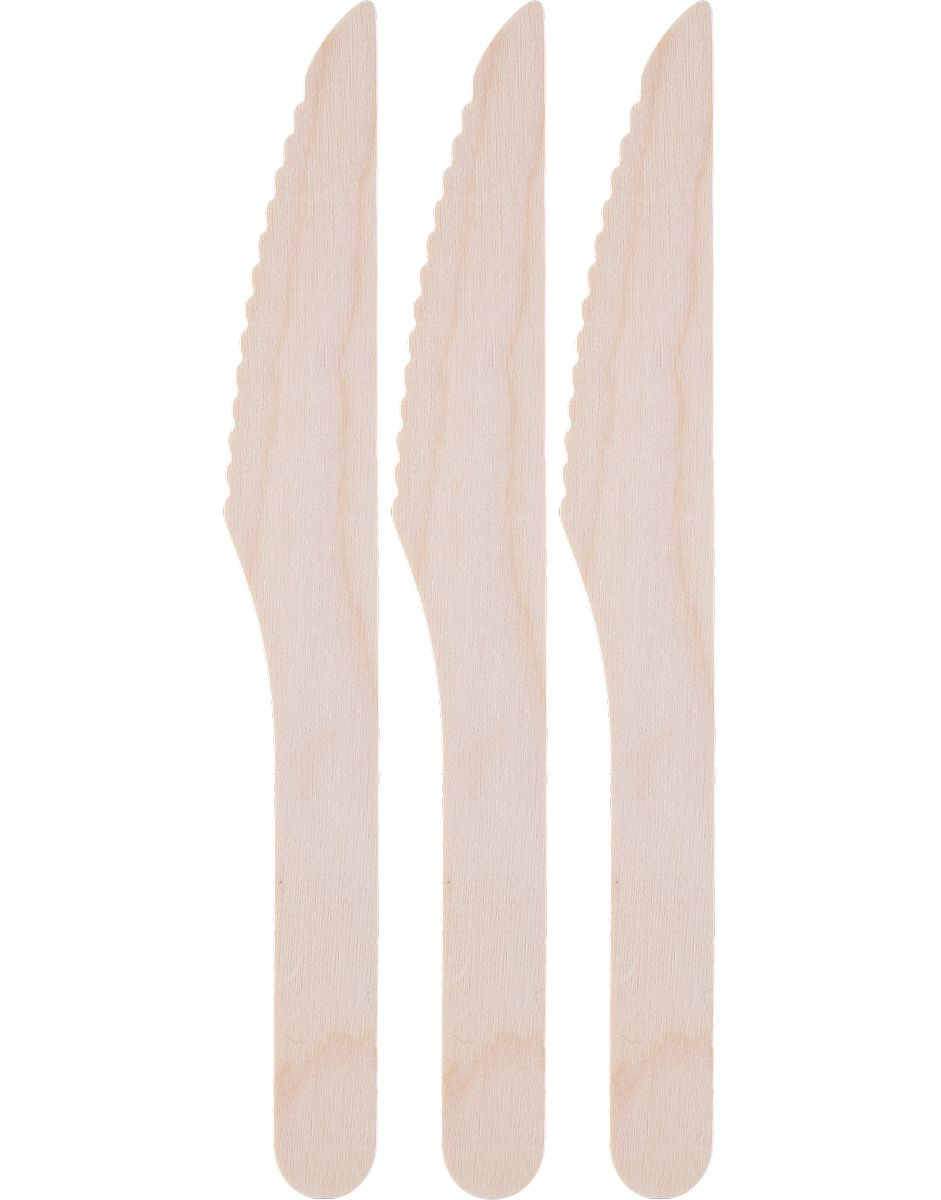 50 stk Miljøvennlige Kniver i Tre 16,5 cm