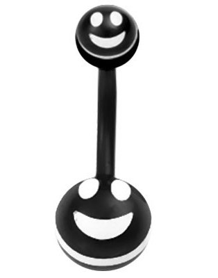 Svart og Hvit Navlepiercing med Smiley