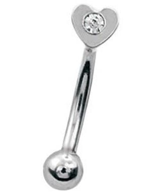 Hjerte med Sten - 1.2 x 8 mm Øyenbrynspiercing