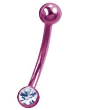 Lilla Øyenbrynspiercing med Klar Sten - 1.2 x 8 mm