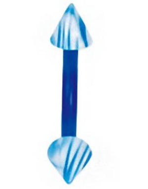 Banan Øyenbrynspiercing med Blå og Hvite Spikes - 1.2 x 8 mm