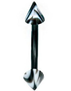 Banan Øyenbrynspiercing med Hvite og Svarte Spikes - 1.2 x 8 mm