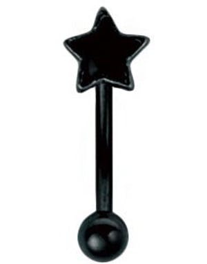 Stjerne - 1.2 x 8 mm Svart Øyenbrynspiercing