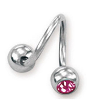 Curve Øyenbrynspiercing med Rosa Stener - 1.2 x 8 mm