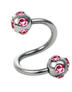 Curve Øyenbrynspiercing med Rosa Stener