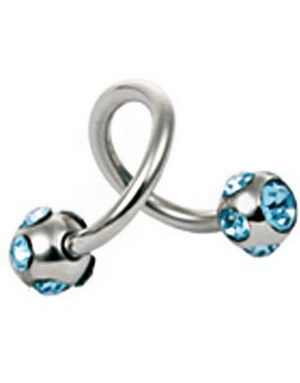 Curve Øyenbrynspiercing med Lys Blå Stener