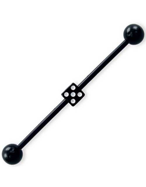 Ørebarbell i Svart med Terning