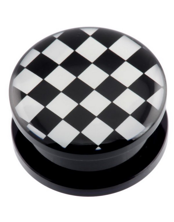 Sjakkmønstret Svart Piercing Plugg