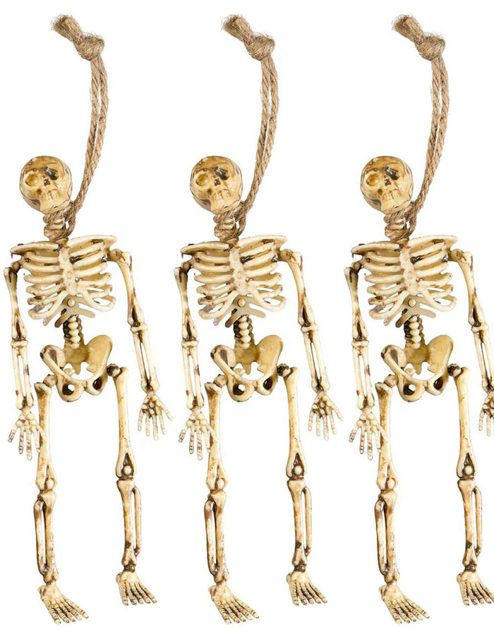 3 stk Skjelett Figurer - Dekorasjon 15 cm