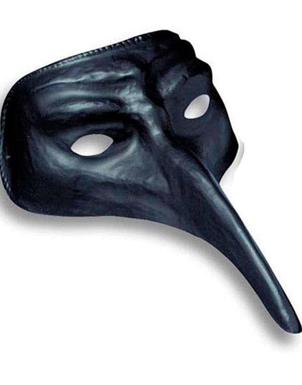Svart Venetiansk Maske Med Lang Nese - Kan Males!