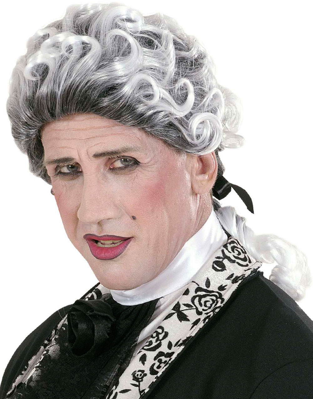 Gotisk Svart og Hvit Parykk i Barokkstil