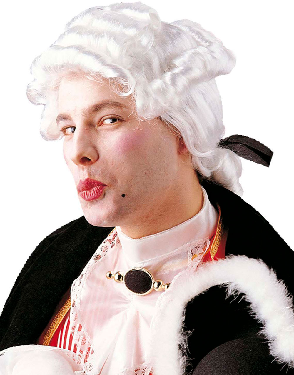 Barokkens Casanova - Hvit Parykk med Hestehale