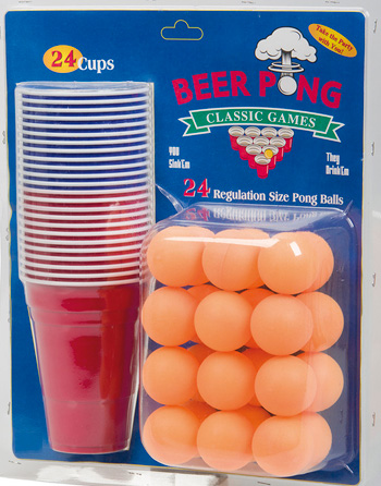 Beer Pong - med 24 Glass og Baller