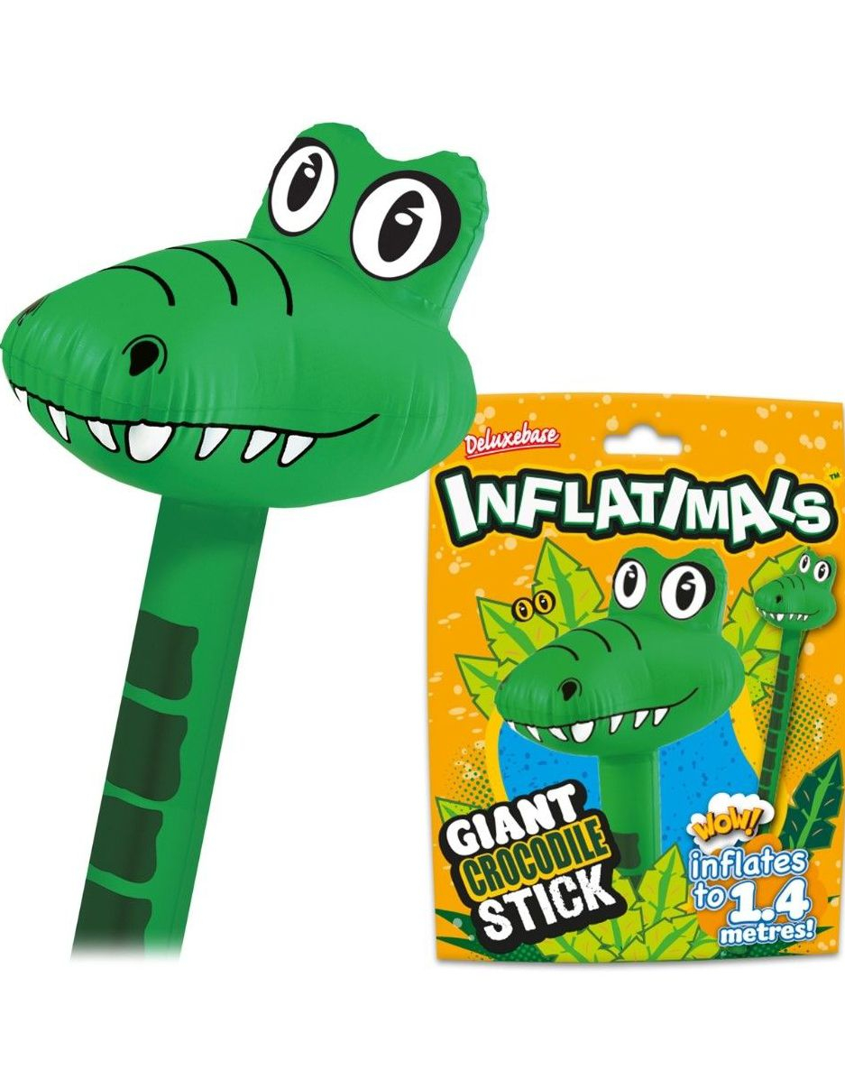 Inflatimals Krokodille - Stor Oppblåsbar Krokodille på Pinne 1,4 Meter