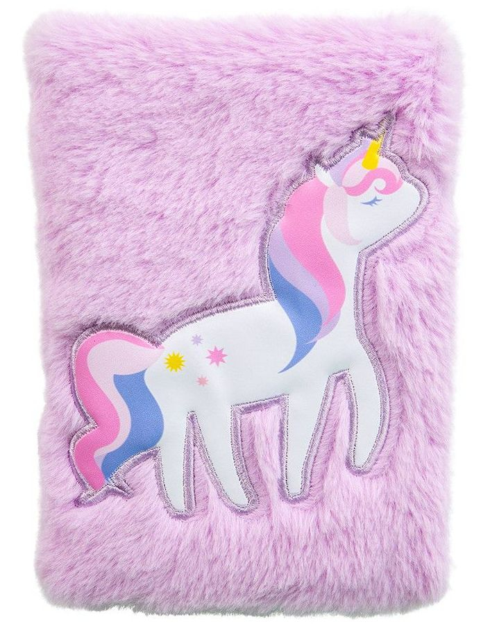 Enhjørning - Notatbok med Pels - 80 stk 13x18 cm Sider