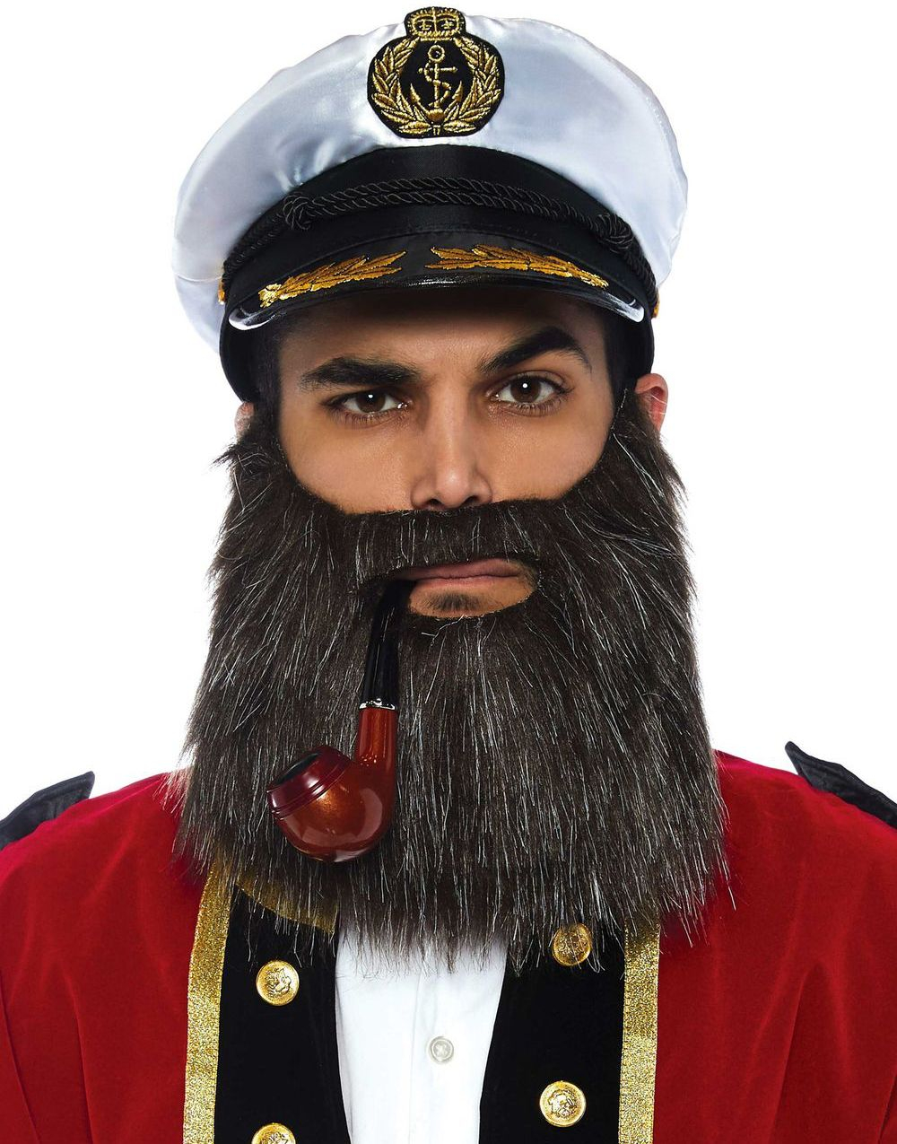 Kapteinstilbehør med Skjegg, Pipe og Hatt