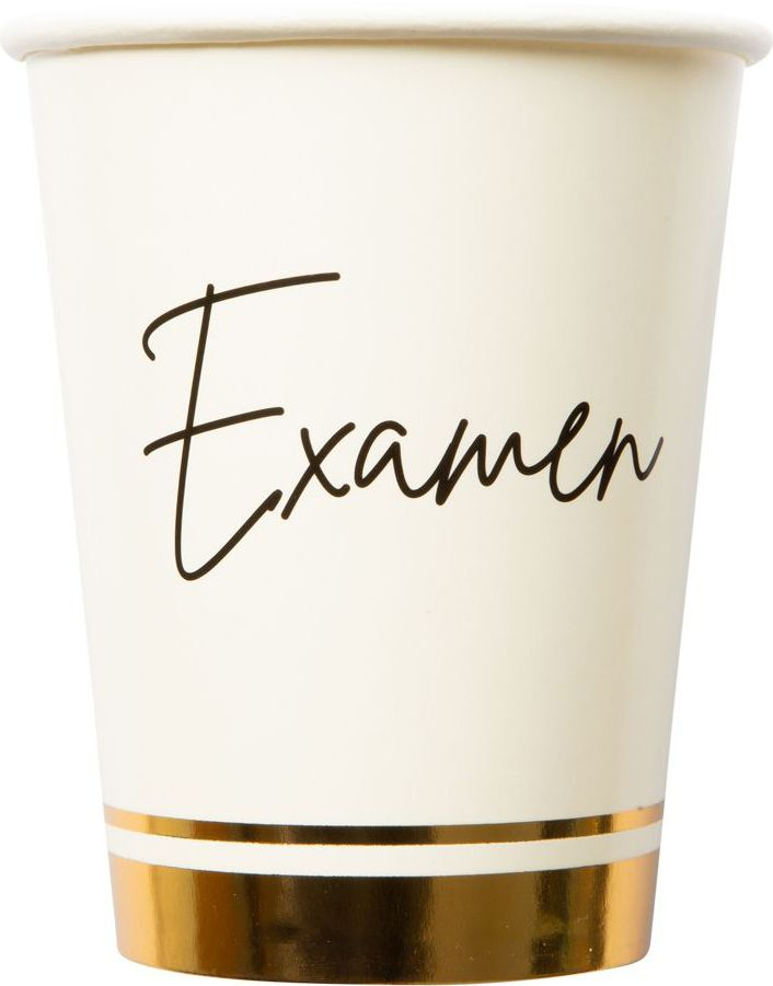 8 stk Examen Hvit og Gullfarget Papirkopper